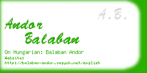 andor balaban business card